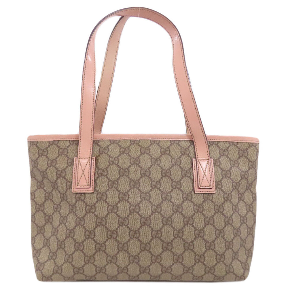 Gucci pink Tote GG Bag leather Supreme canvas beige